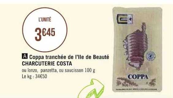 coppa tranchée de l'île de beauté charcuterie costa
