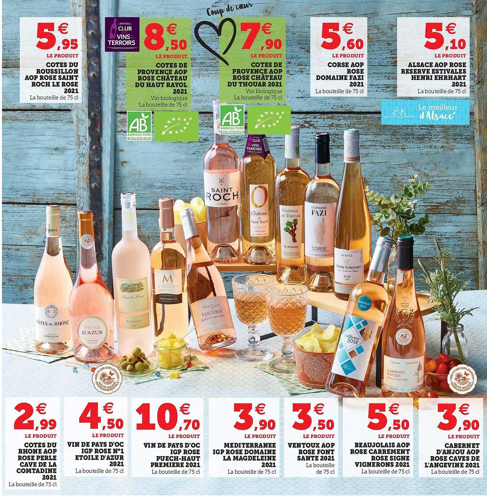 côtes du roussillon aop rosé saint roch le roe 2021, côtes de provence aop rosé château du haut ratol 2021, côtes de provence aop rosé château du thouar 2021, corse aop rosé domaine fazi 2021, alsace