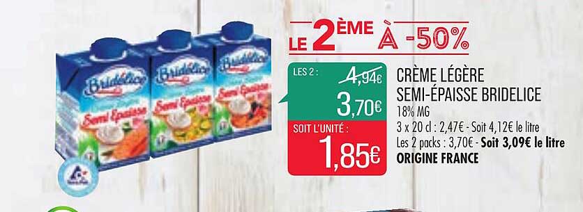 crème légère semi-épaisse bridélice
