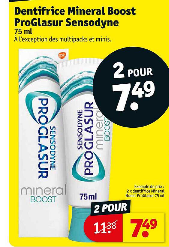 Dentifrice Mineral Boost ProGlasur Sensodyne 75 Ml