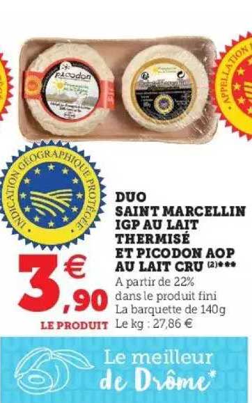 duo saint marcellin igp au lait thermisé et picadon aop au lait cru