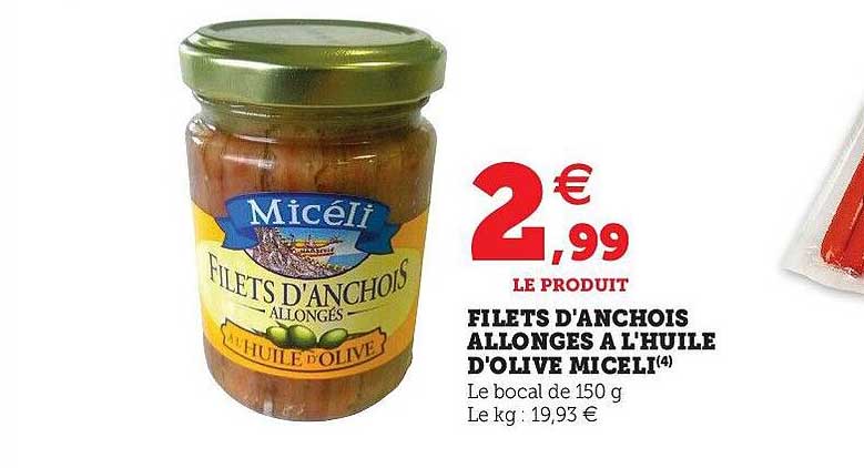 filets d'anchois allongés à l'huile d'olive miceli