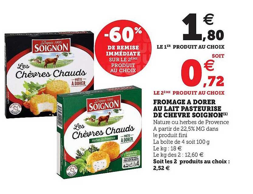 fromage à dorer au lait pasteurisé de chèvre soignon