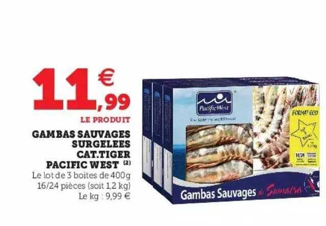 gambas sauvages surgelées pacific west