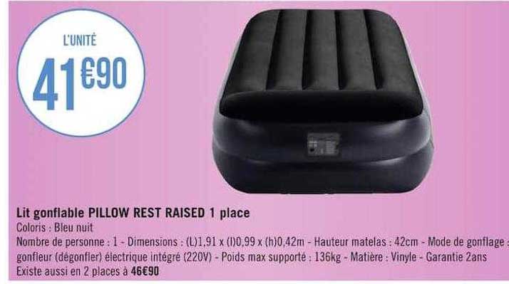 lit gonflable pillow rest raised 1 place