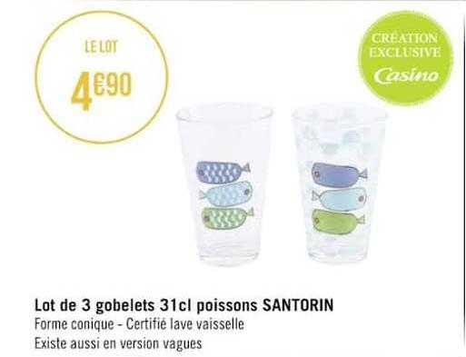 lot de 3 gobelets 31 cl poissons santorin