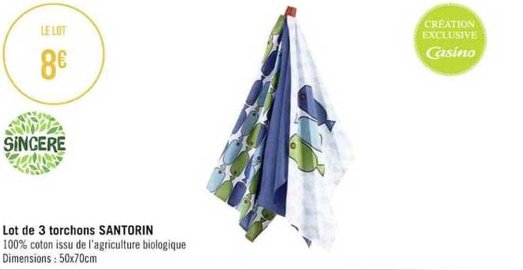lot de 3 torchons santorin sincère