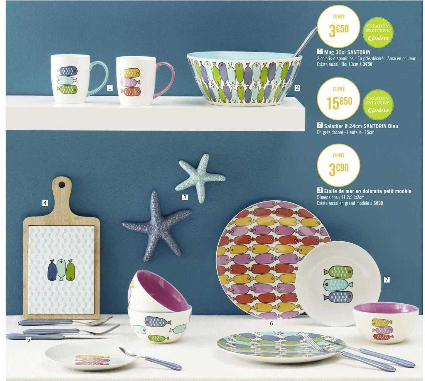 Mug 30 Cm Santorin, Saladier ø 24 Cm Santorins Bleu, étoile De Mer Dolomites Petit Modèle