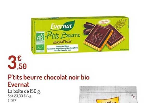 p'tits beurre chocolat noir bio evernat