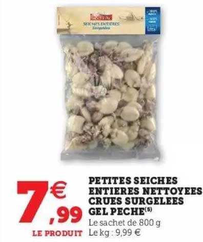 petites seiches entières nettoyées crues surgelées gel pêche