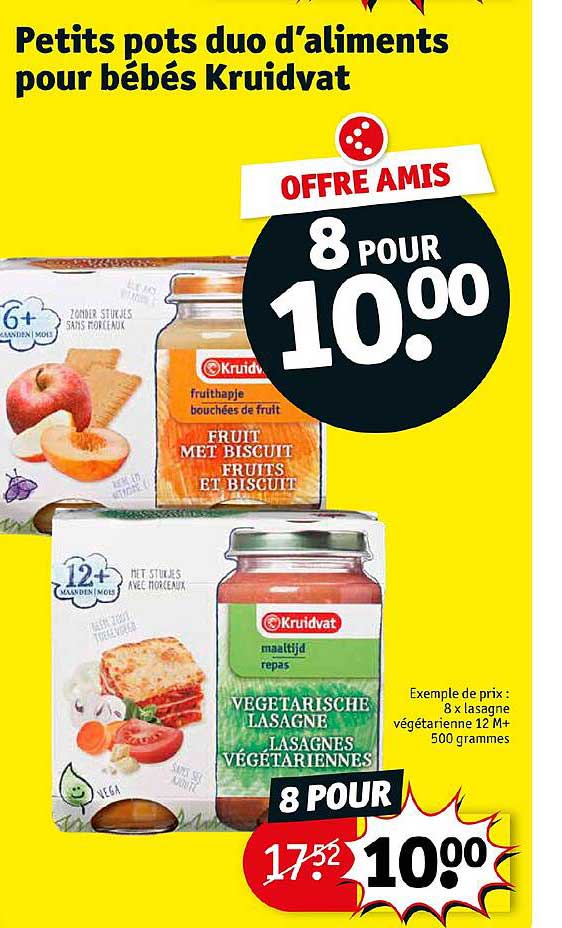 petits pots duo d'aliments pour bébés kruidvat