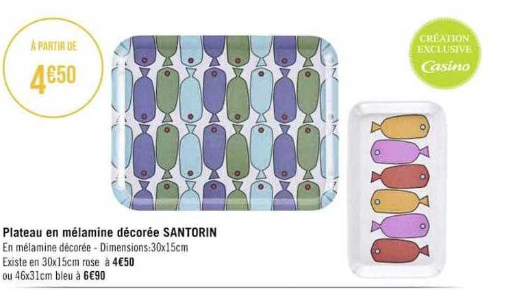 plateau en mélamine décorée santorin
