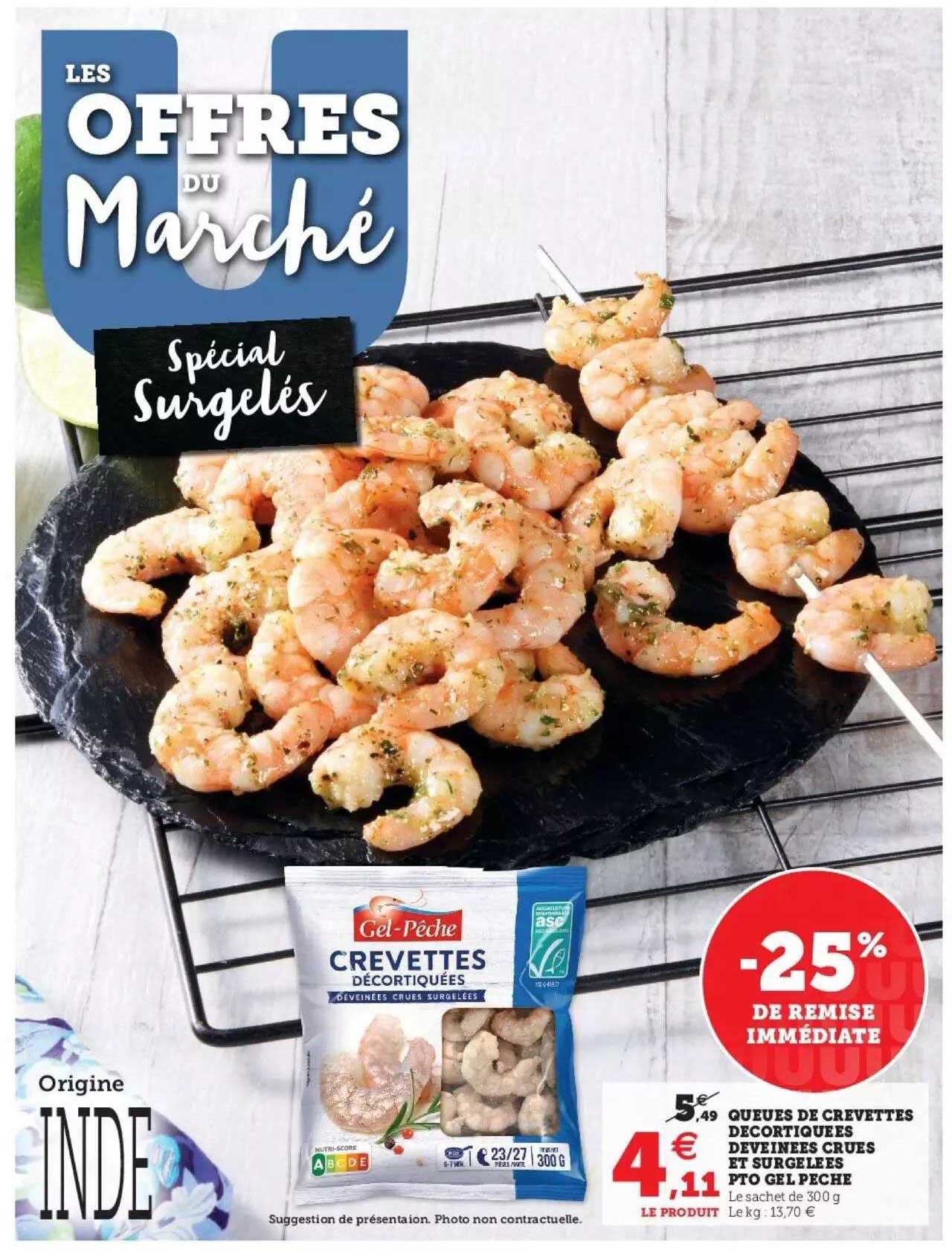 queues de crevettes décortiquées devéinées crues et surgelées pto gel pêche