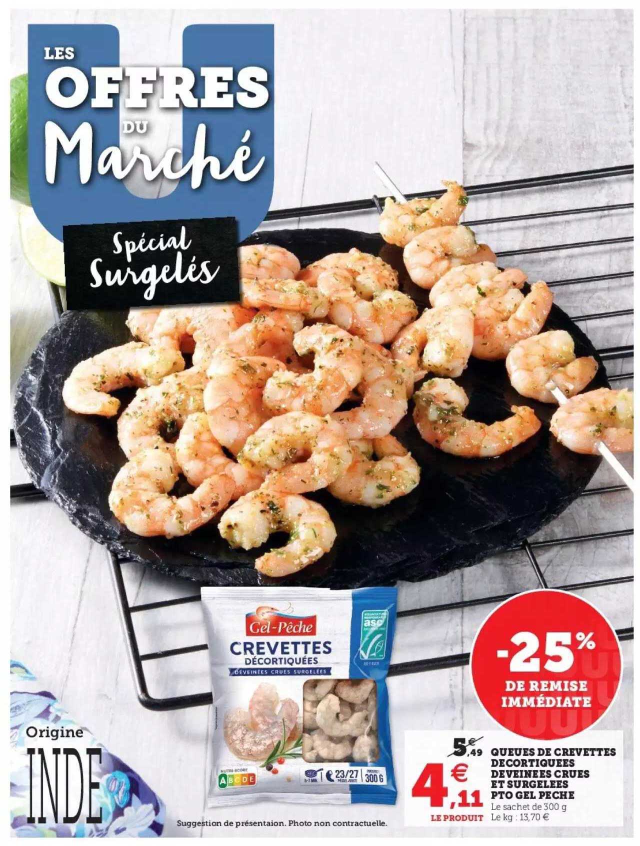 Queues De Crevettes Décortiquées Devéinés Crues Et Surgelés Pto Gel Pêches