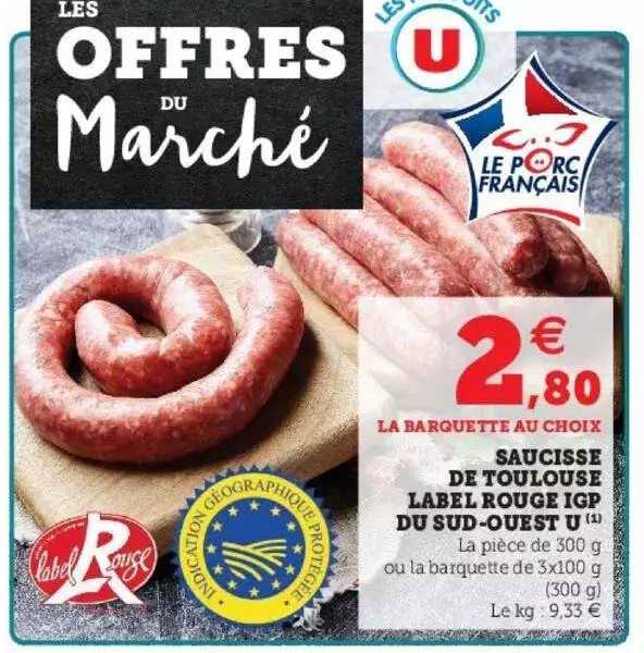 saucisse de toulouse label rouge igp du sud-ouest u