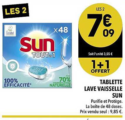 tablette lave vaisselle sun