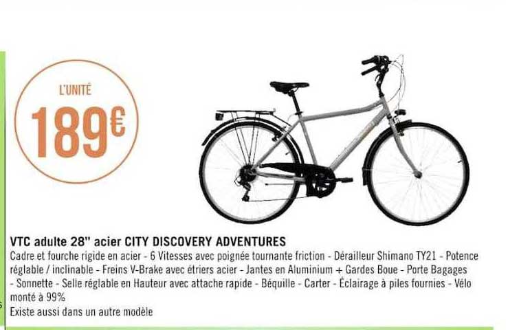 vtc adulte 28" acier city discovery adventures