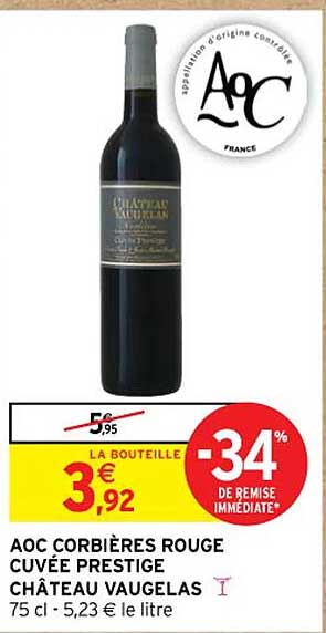aoc corbières rouge cuvée prestige château vaugelas