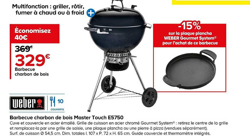 barbecue charbon de bois master touch e5750 weber