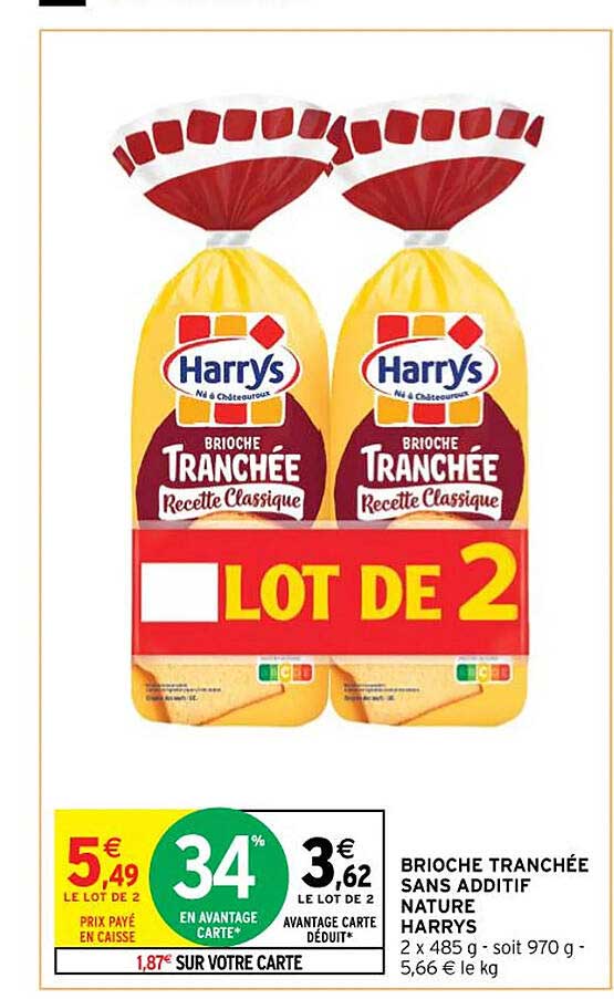 brioche tranchée sans additif nature harrys