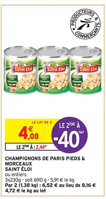 champignons de paris pieds & morceaux saint éloi