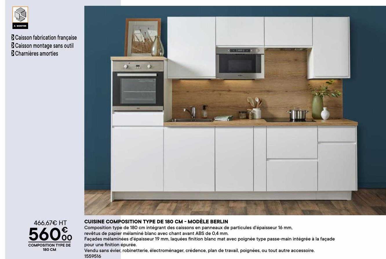 cuisine composition type de 180 cm - modèle berlin