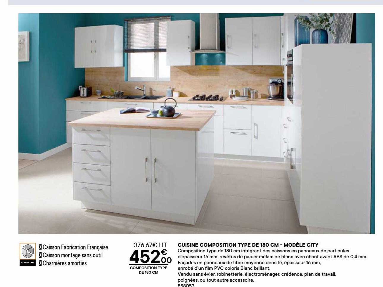 cuisine composition type de 180 cm - modèle city