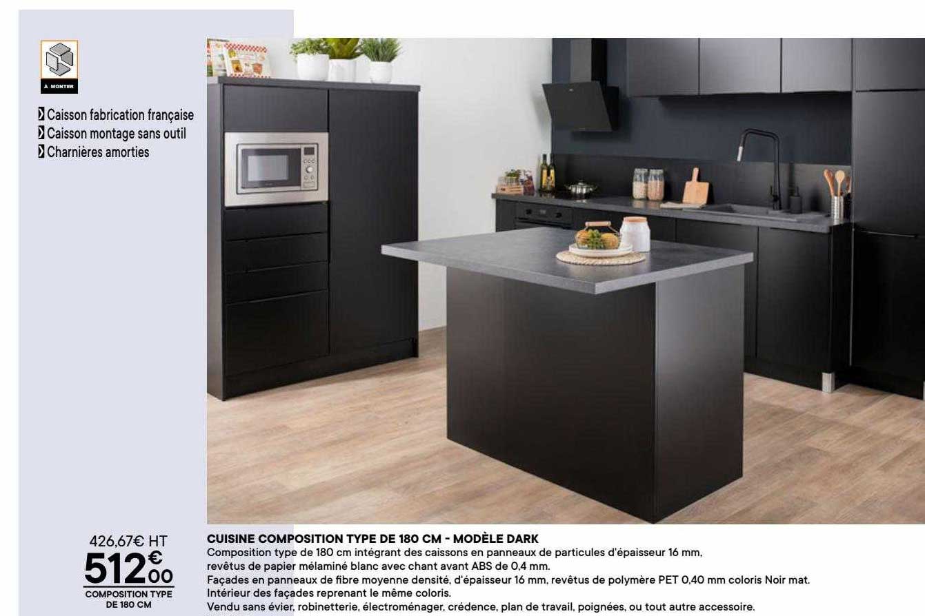 Cuisine Composition Type De 180 Cm - Modèle Dark