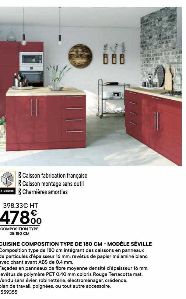 cuisine composition type de 180 cm - modèle séville