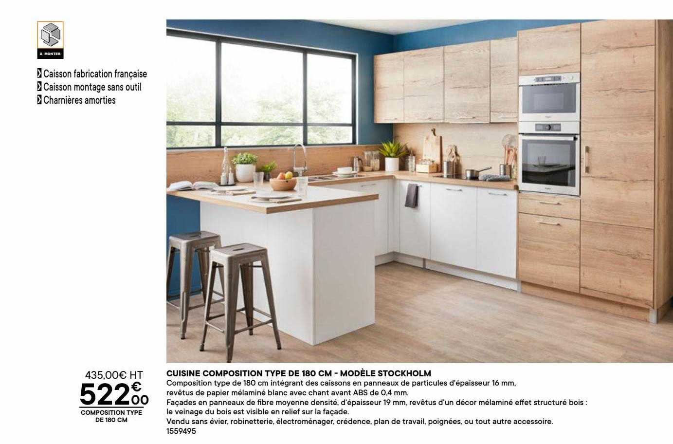 cuisine composition type de 180 cm - modèle stockholm