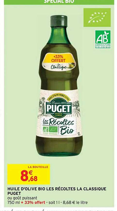 huile d'olive bio les récoltes la classique puget