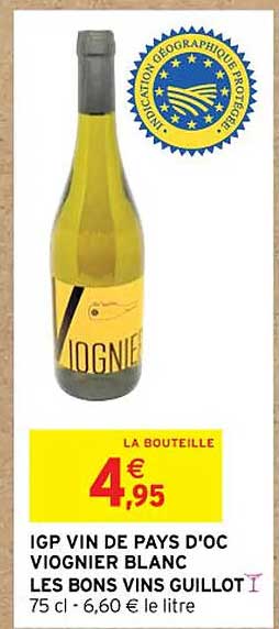igp vin de pays d'oc viognier blanc les bons vins guillot