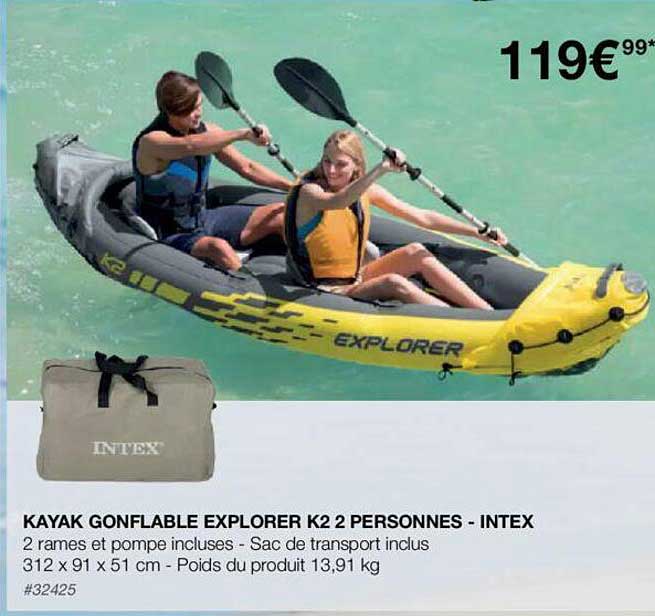 kayak gonflable explorer k2 2 personnes - intex