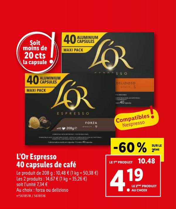 L'or Espresso 40 Capsules De Café
