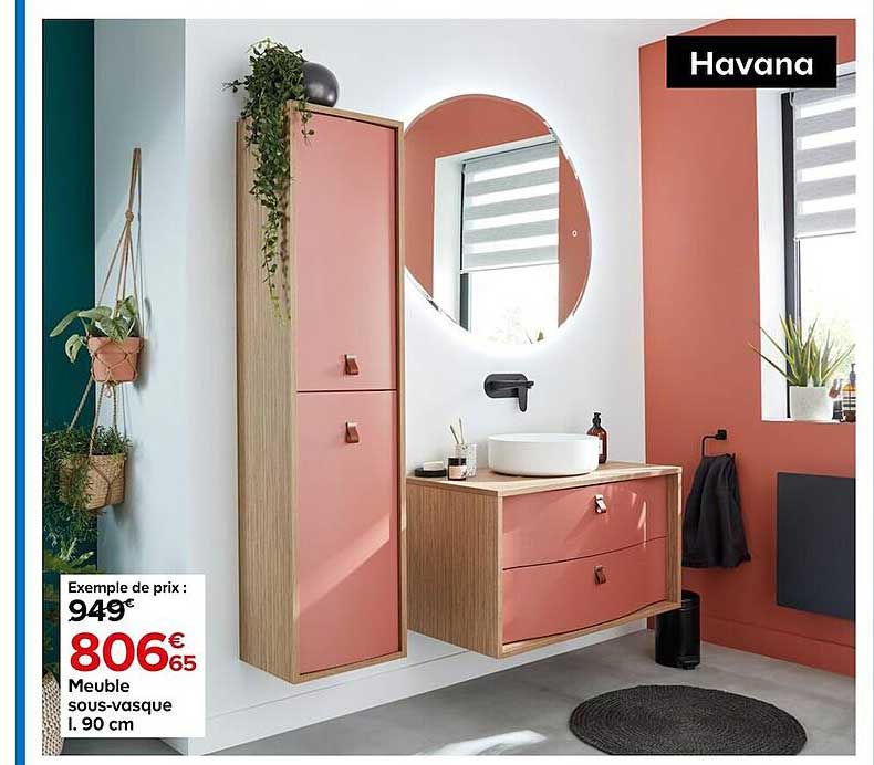 meuble sous-vasque l. 90 cm