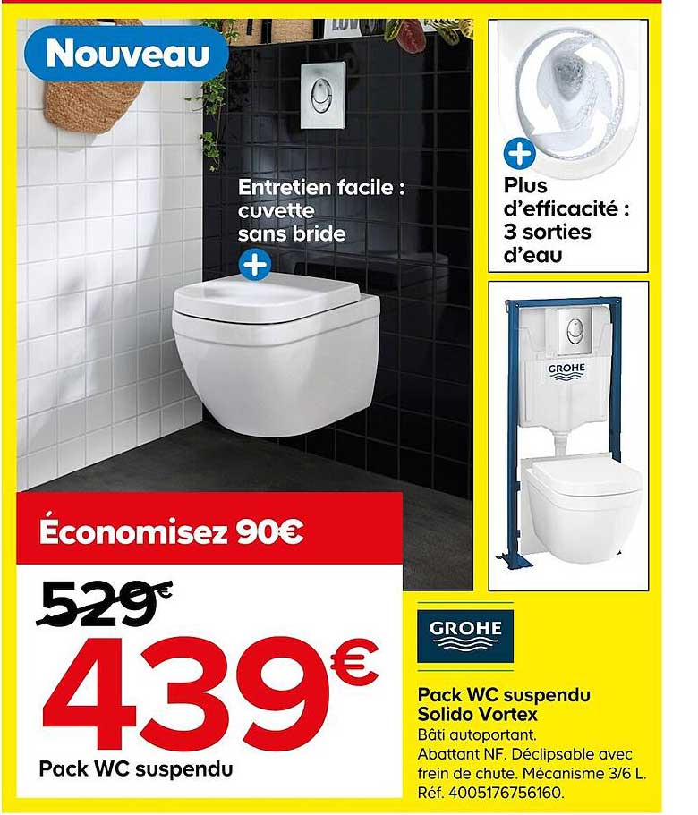 pack wc suspendu solido vortex grohe