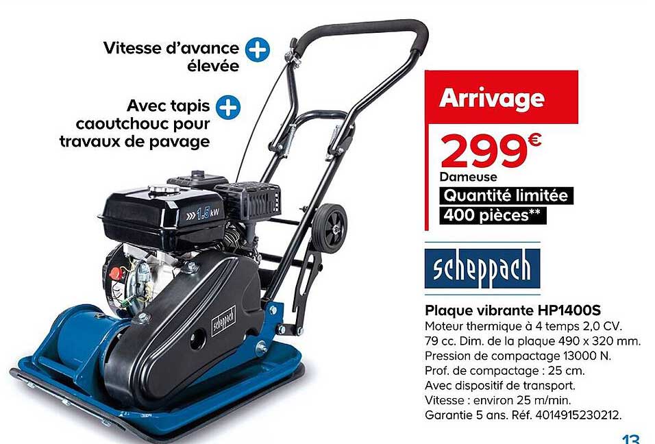 plaque vibrante hp1400s scheppach