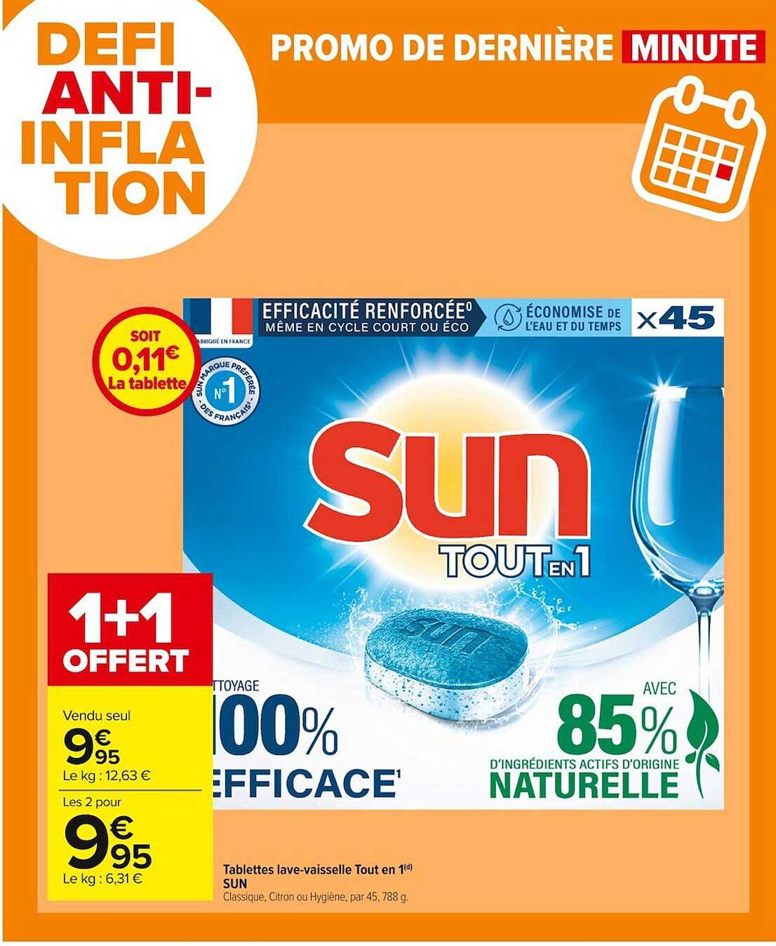 tablettes lave-vaisselle tout en 1 sun