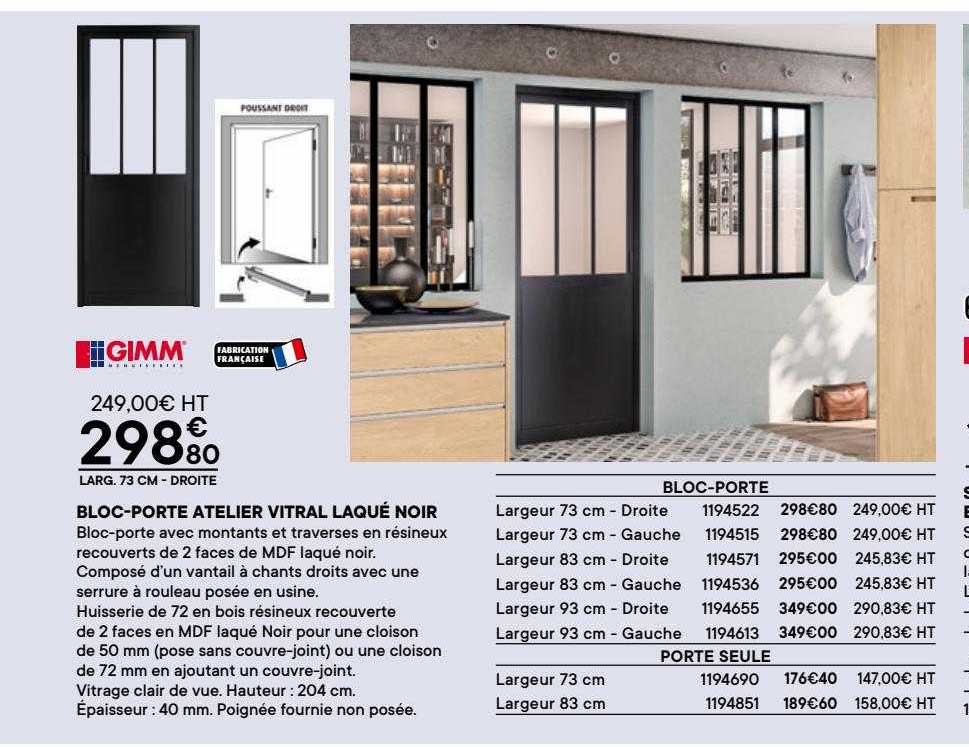 bloc-porte atelier vitral laqué noir gimm