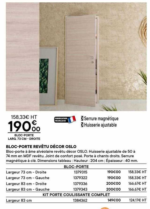 bloc-porte revêtu décor oslo