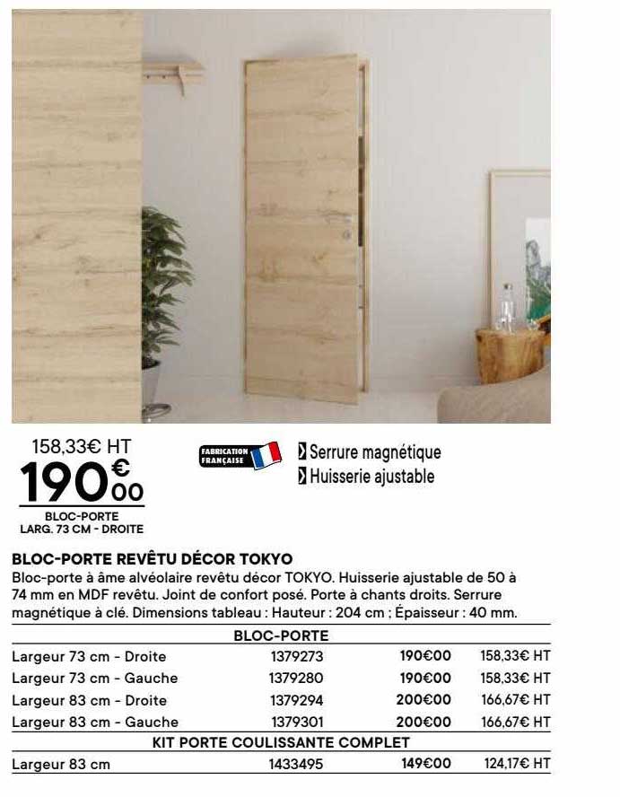 bloc-porte revêtu décor tokyo