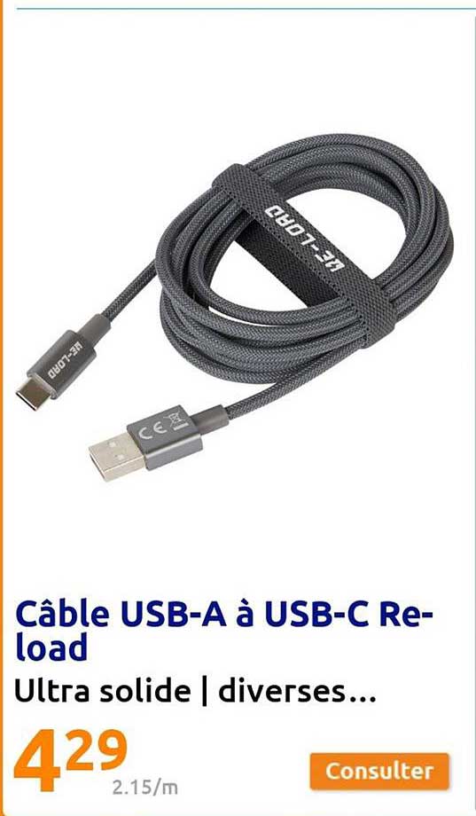 câble usb-a à usb-c reload