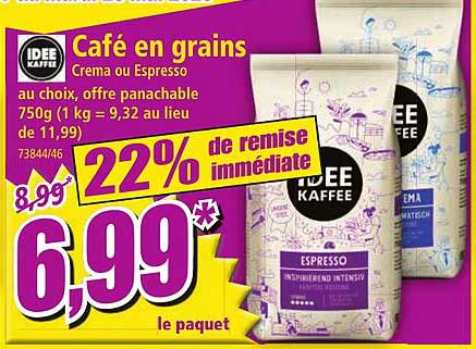café en grains crema ou espresso idée kaffee