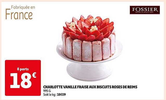 charlotte vanille fraise aux biscuits roses de reims