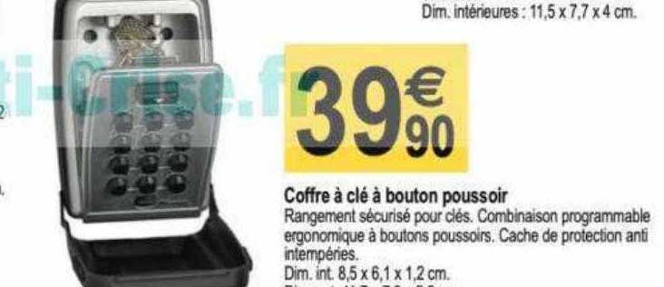 coffre à clé à bouton poussoir