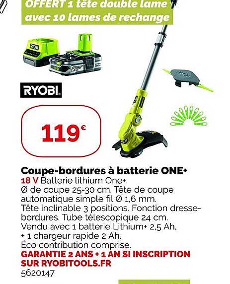 coupe-bordures à batterie one+ ryobi