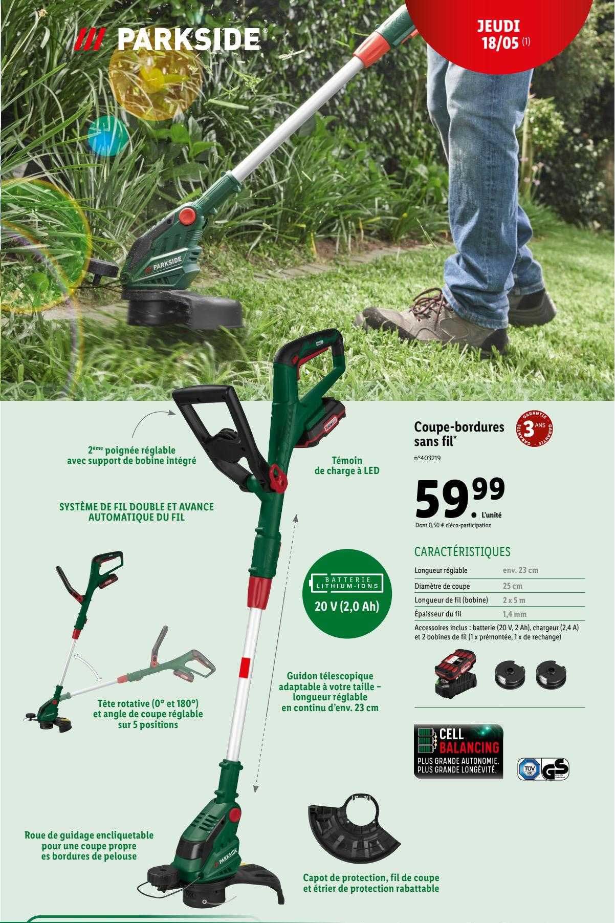 coupe-bordures sans fil parkside