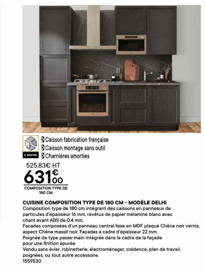cuisine composition type de 180 cm - modèle delhi