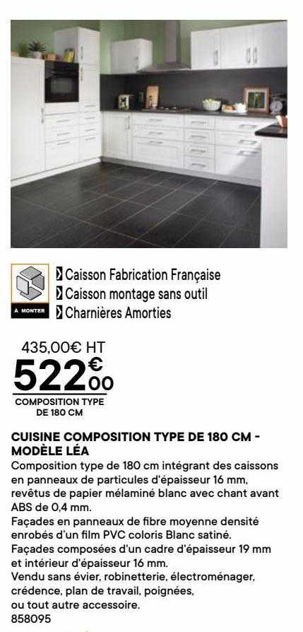 cuisine composition type de 180 cm - modèle léa