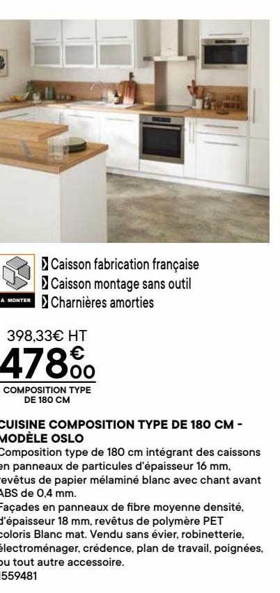 cuisine composition type de 180 cm - modèle oslo